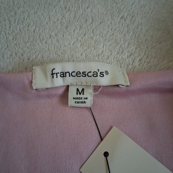 Francesca's NWT Women's Size M Rose Pink Stacy Square Neck Velvet Bodysuit - Picture 4 of 12